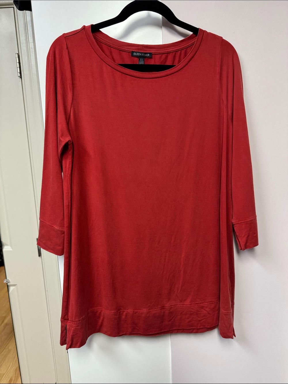 Eileen Fisher Crimson Red 7/8 Sleeve Tunic